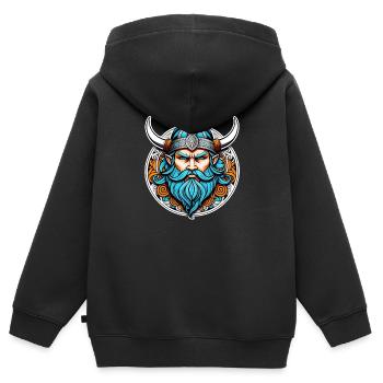 Wikinger Odin Thor Walhalla - Kinder Premium Organic Zip Hoodie - Schwarz - Hinten - AI Model Kid Male (0cm)