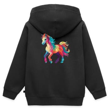 Colorful Pony - Kids Premium Organic Zip-up Hoodie - black - Back - AI Model Kid Male (0cm)