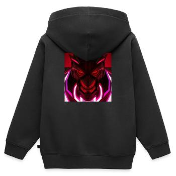 Digitalmonster - Kinder Premium Organic Zip Hoodie - Schwarz - Hinten - AI Model Kid Male (0cm)