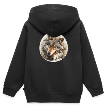 Wahre Liebe Wölfe - Kinder Premium Organic Zip Hoodie - Schwarz - Hinten - AI Model Kid Male (0cm)