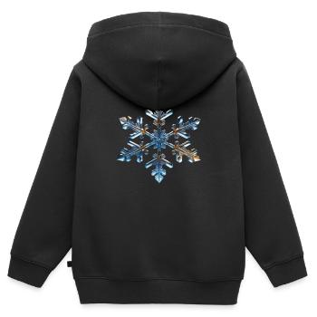 Flocon de neige - Sweat Premium à capuche zippé enfant bio - noir - Dos - AI Model Kid Male (0cm)