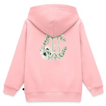 Lettre B avec des fleurs - Sweat Premium à capuche zippé enfant bio - rose - Dos - AI Model Kid Female (0cm)