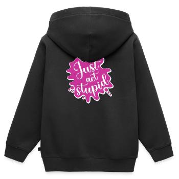 Il suffit d’agir stupidement - Sweat Premium à capuche zippé enfant bio - noir - Dos - AI Model Kid Male (0cm)