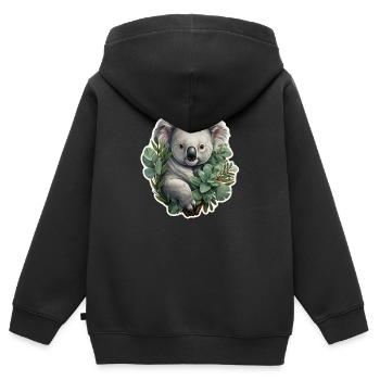 Koala mit Eukalyptus - Kinder Premium Organic Zip Hoodie - Schwarz - Hinten - AI Model Kid Male (0cm)