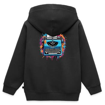 Machine à écrire Auteur - Sweat Premium à capuche zippé enfant bio - noir - Dos - AI Model Kid Male (0cm)