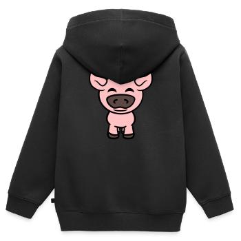 Petit Cochon Mignon Cochon Animal Amour - Sweat Premium à capuche zippé enfant bio - noir - Dos - AI Model Kid Male (0cm)