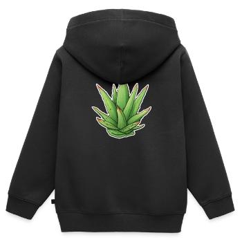 Plante d’Aloe Vera - Sweat Premium à capuche zippé enfant bio - noir - Dos - AI Model Kid Male (0cm)