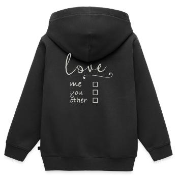 love me - Kinder Premium Organic Zip Hoodie - Schwarz - Hinten - AI Model Kid Male (0cm)