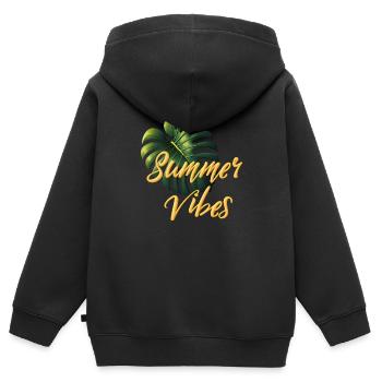 Ambiance estivale - Sweat Premium à capuche zippé enfant bio - noir - Dos - AI Model Kid Male (0cm)
