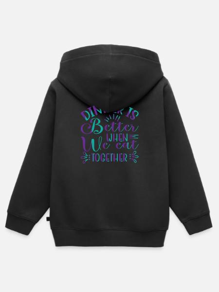 We eat together - Kinder Premium Organic Zip Hoodie - Schwarz