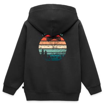 Ich mag Schweben - Retro Skydiving - Kinder Premium Organic Zip Hoodie - Schwarz - Hinten - AI Model Kid Male (0cm)