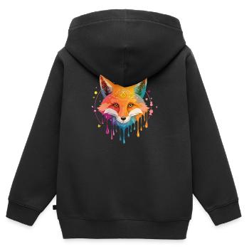 Kosmischer Fuchs - Kinder Premium Organic Zip Hoodie - Schwarz - Hinten - AI Model Kid Male (0cm)