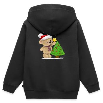 Bärchen schmückt Weihnachtsbaum - Kinder Premium Organic Zip Hoodie - Schwarz - Hinten - AI Model Kid Male (0cm)