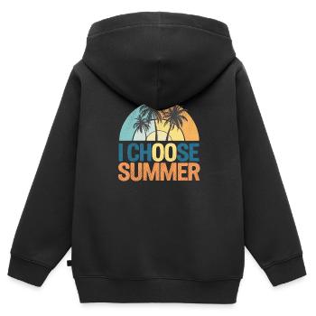 choose summer - vacances d'été - Sweat Premium à capuche zippé enfant bio - noir - Dos - AI Model Kid Male (0cm)