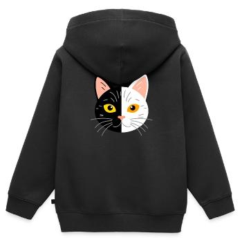 Ronronnement et miaulement - Sweat Premium à capuche zippé enfant bio - noir - Dos - AI Model Kid Male (0cm)