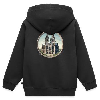 Kölner Dom - Kinder Premium Organic Zip Hoodie - Schwarz - Hinten - AI Model Kid Male (0cm)