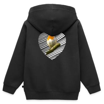 Rotkehlchen Singvogel - Kinder Premium Organic Zip Hoodie - Schwarz - Hinten - AI Model Kid Male (0cm)