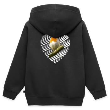 Rotkehlchen süß lieblich - Kinder Premium Organic Zip Hoodie - Schwarz - Hinten - AI Model Kid Male (0cm)