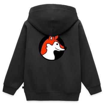 trou de renard roux renard sauvage animal peeps visage tête - Sweat Premium à capuche zippé enfant bio - noir - Dos - AI Model Kid Male (0cm)