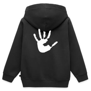 main - Sweat Premium à capuche zippé enfant bio - noir - Dos - AI Model Kid Male (0cm)