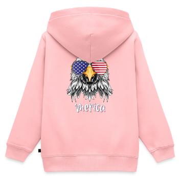 Merica 4. Juli USA - Kinder Premium Organic Zip Hoodie - Rosa - Hinten - AI Model Kid Female (0cm)