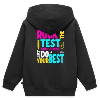 Rock the test - Kids Premium Organic Zip-up Hoodie - black - Back - AI Model Kid Male (0cm)