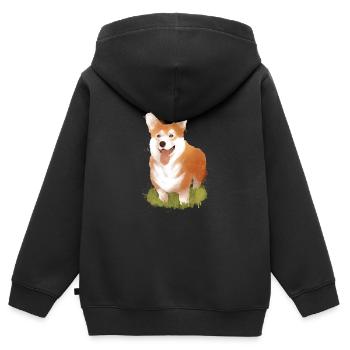 Corgi Dogs Chien Meilleur Ami - Sweat Premium à capuche zippé enfant bio - noir - Dos - AI Model Kid Male (0cm)