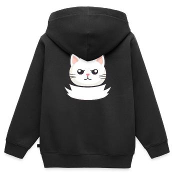 Katze mit Namensschild - Kinder Premium Organic Zip Hoodie - Schwarz - Hinten - AI Model Kid Male (0cm)