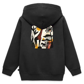 Afrikanische Savanne - Kinder Premium Organic Zip Hoodie - Schwarz - Hinten - AI Model Kid Male (0cm)