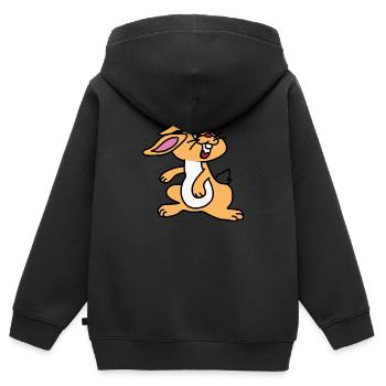 Hase Kaninchen Comic - Kinder Premium Organic Zip Hoodie - Schwarz - Hinten - AI Model Kid Male (0cm)