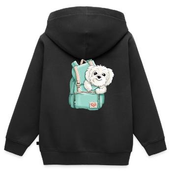 Maltese - Kids Premium Organic Zip-up Hoodie - black - Back - AI Model Kid Male (0cm)
