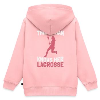 Lacrosse - Kinder Premium Organic Zip Hoodie - Rosa - Hinten - AI Model Kid Female (0cm)