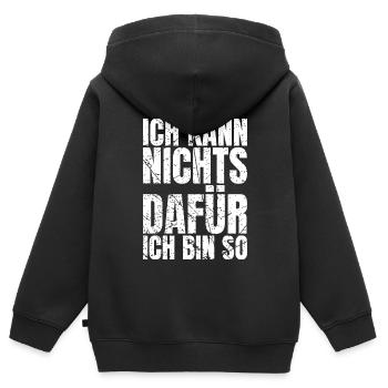 Ich Kann Nichts Dafür Ich Bin So Lustige Sprüche - Kinder Premium Organic Zip Hoodie - Schwarz - Hinten - AI Model Kid Male (0cm)