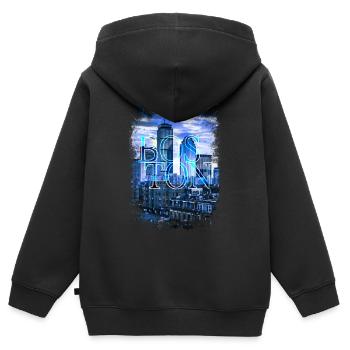 Boston Massachusetts - Kinder Premium Organic Zip Hoodie - Schwarz - Hinten - AI Model Kid Male (0cm)