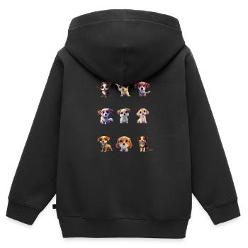 Süße welpen - Kinder Premium Organic Zip Hoodie - Schwarz - Hinten - AI Model Kid Male (0cm)