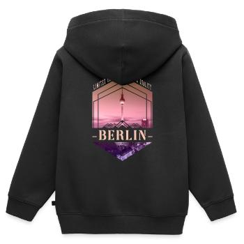 Berlin Allemagne Ville Skyline Accueil Amour - Sweat Premium à capuche zippé enfant bio - noir - Dos - AI Model Kid Male (0cm)