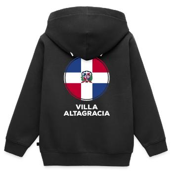 République dominicaine - Sweat Premium à capuche zippé enfant bio - noir - Dos - AI Model Kid Male (0cm)