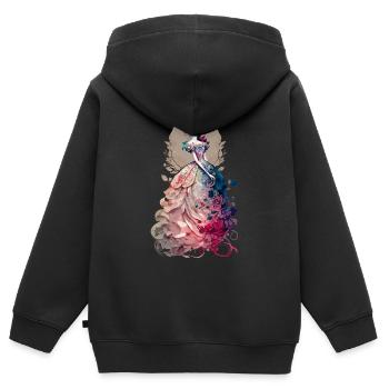 Lady Flower - Kinder Premium Organic Zip Hoodie - Schwarz - Hinten - AI Model Kid Male (0cm)