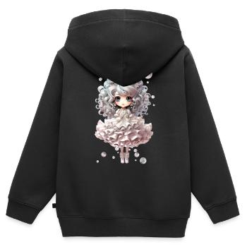 Dollie Marshmallow - Kinder Premium Organic Zip Hoodie - Schwarz - Hinten - AI Model Kid Male (0cm)