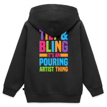 Acrylgießen Geschenke | Maler Kunst Leinwand - Kinder Premium Organic Zip Hoodie - Schwarz - Hinten - AI Model Kid Male (0cm)