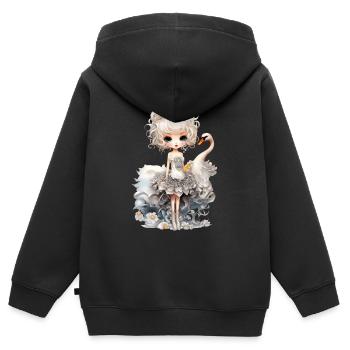 Dollie Swan - Sweat Premium à capuche zippé enfant bio - noir - Dos - AI Model Kid Male (0cm)