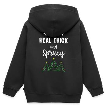 Je les aime vraiment épais et épicéa - Sweat Premium à capuche zippé enfant bio - noir - Dos - AI Model Kid Male (0cm)