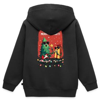Fröhlich und hell - Kinder Premium Organic Zip Hoodie - Schwarz - Hinten - AI Model Kid Male (0cm)