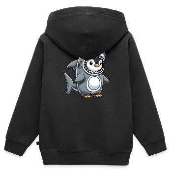 Süßer Pinguin Hai lustiger Cartoon Kostüm - Kinder Premium Organic Zip Hoodie - Schwarz - Hinten - AI Model Kid Male (0cm)