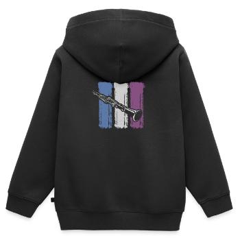 clarinette - Sweat Premium à capuche zippé enfant bio - noir - Dos - AI Model Kid Male (0cm)