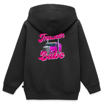 Trucker Babe Truck Driver Truck Driver PS Baby Truck - Kids Premium Organic Zip-up Hoodie - black - Back - AI Model Kid Male (0cm)