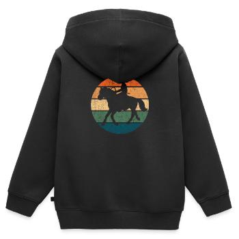 Westernreiten Sunset - Ich liebe Reiten - Kinder Premium Organic Zip Hoodie - Schwarz - Hinten - AI Model Kid Male (0cm)