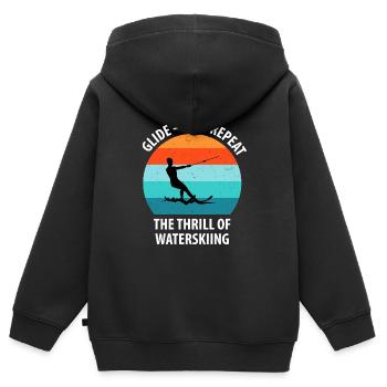 Wasserskier Wasserski Wasserskifahrer - Kinder Premium Organic Zip Hoodie - Schwarz - Hinten - AI Model Kid Male (0cm)