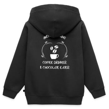 Café, expresso, café et chocolat - Sweat Premium à capuche zippé enfant bio - noir - Dos - AI Model Kid Male (0cm)