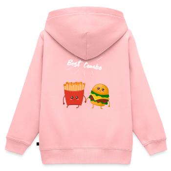 Burger & Pommes Paar Geschenk für Pommes Liebhaber - Kinder Premium Organic Zip Hoodie - Rosa - Hinten - AI Model Kid Female (0cm)